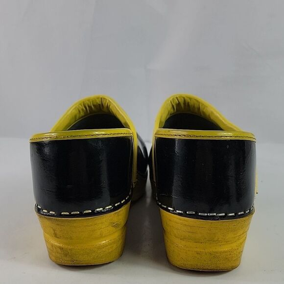 Sanita Xenia Black / Yellow Leather Women's Clogs - Picture 5 of 16